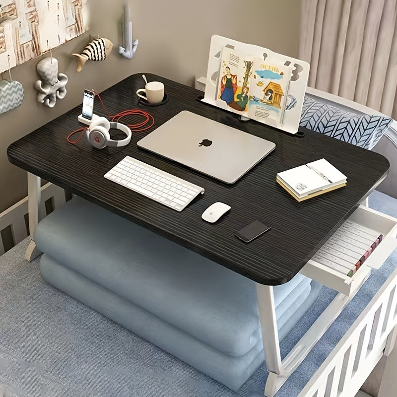 Yotqiziladigan yon stol, saqlash tortmasi, karta joylari, stakan ushlagichi va uy va ofis uchun qoplama noutbuk stoli.