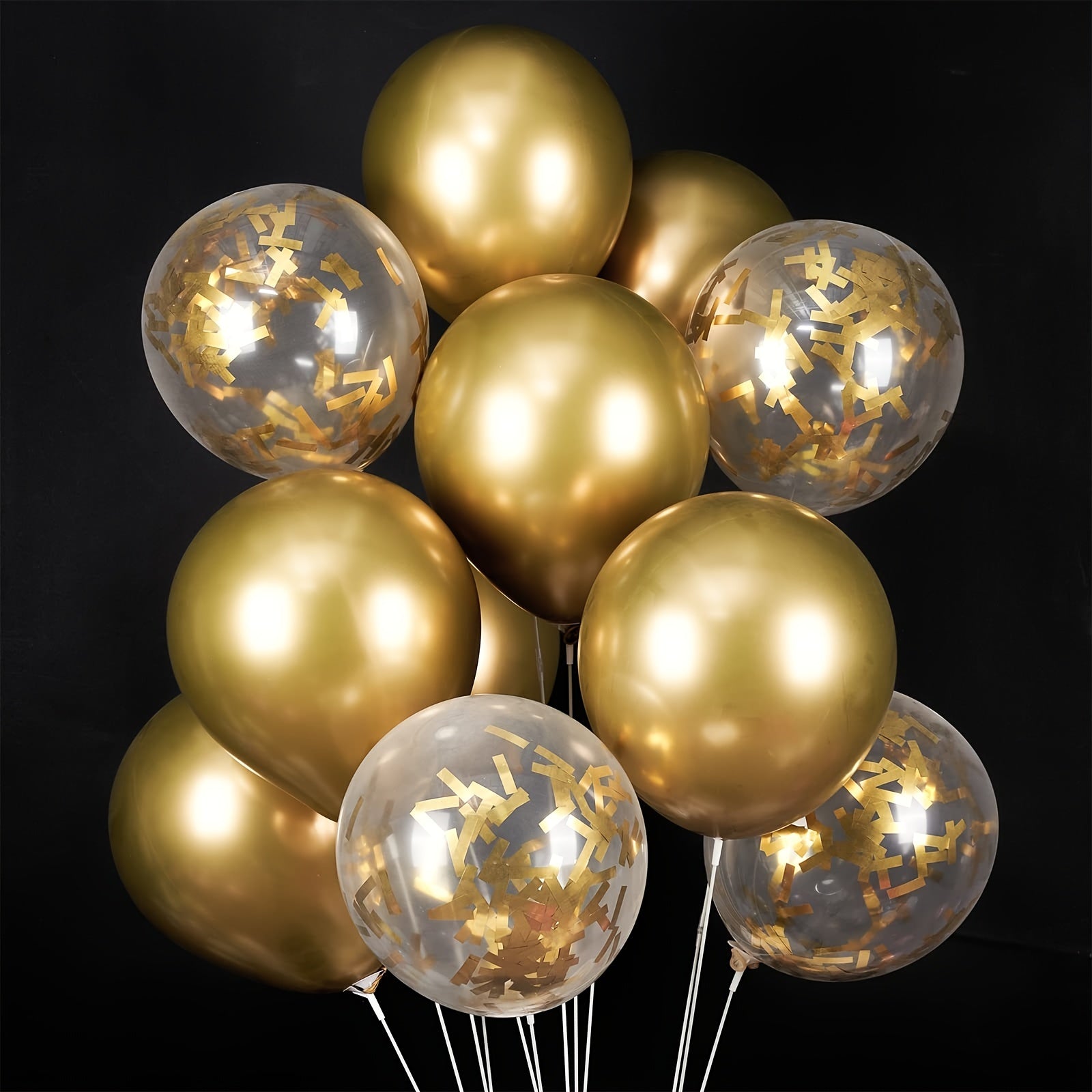 20 Pieces Metallic Gold Confetti Balloons for Birthday Party Decorations