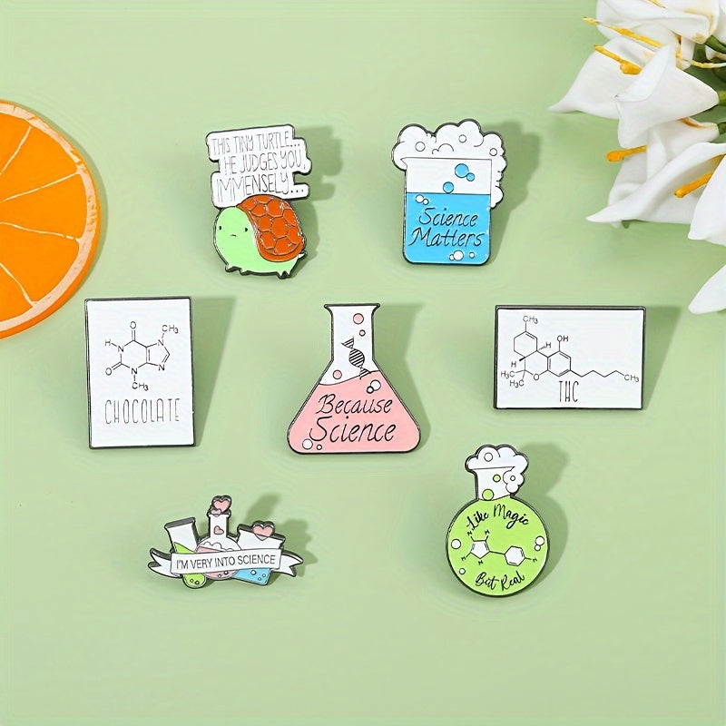 Set of 20 Enamel Science Cartoon Brooches Chemistry Badge Lab Coat Accessories