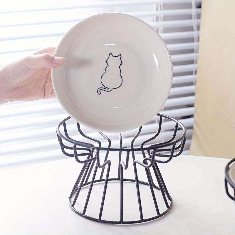 Cuencos de cerámica elevados para gatos con soporte y diseño amigable con los bigotes