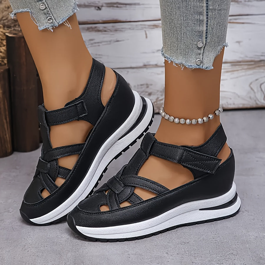 Women’s White Platform Sandals with Adjustable Straps for Summer Wear