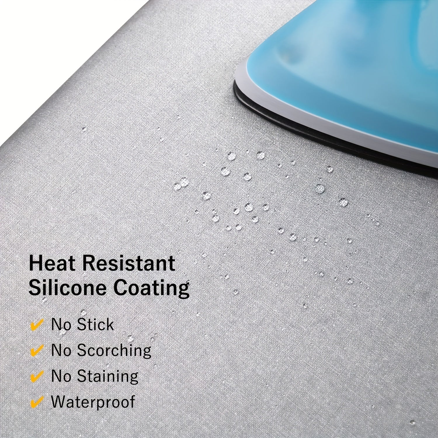 Temir taxtasi aksessuarlar to'plami paxta yostiqchasi va temir taxtasi uchun almashtirish mato qopqog'ini o'z ichiga oladi. Mato qopqog'i uyda foydalanish uchun qulay va yuqori haroratga chidamli bo'lib, elektr temirlar bilan ishlatish uchun mos keladi.