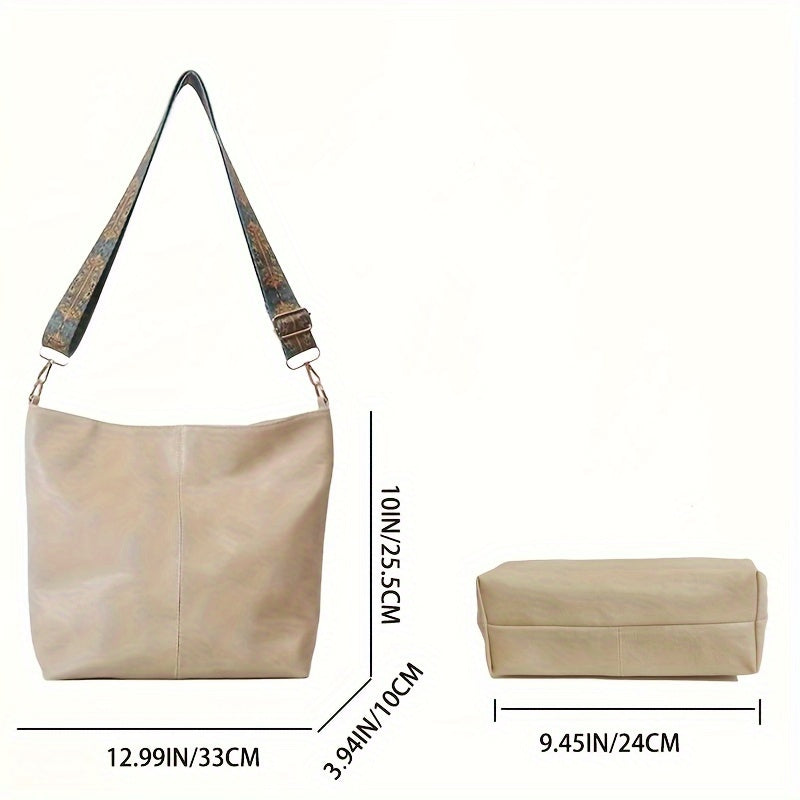 Youthful PU Crossbody Tote Bag for Shopping and Commuting with Adjustable Strap