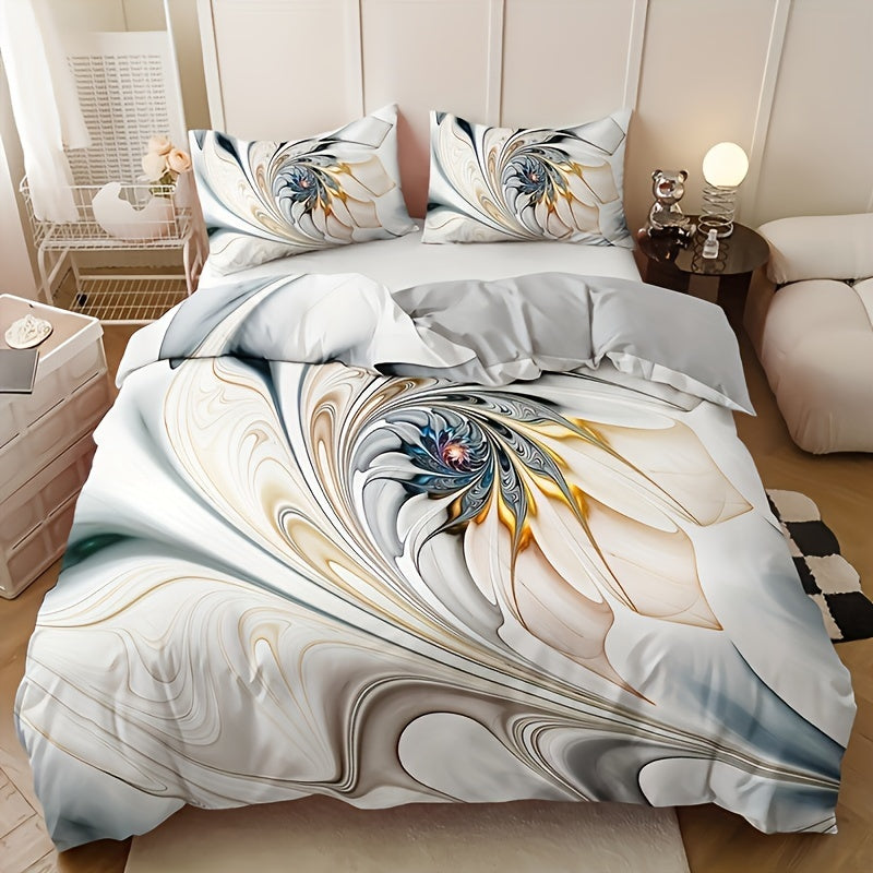 Marble Print Bedding Set 3 Piece Duvet Cover and Pillowcases Soft Comfort for Bedroom or Guest Room
