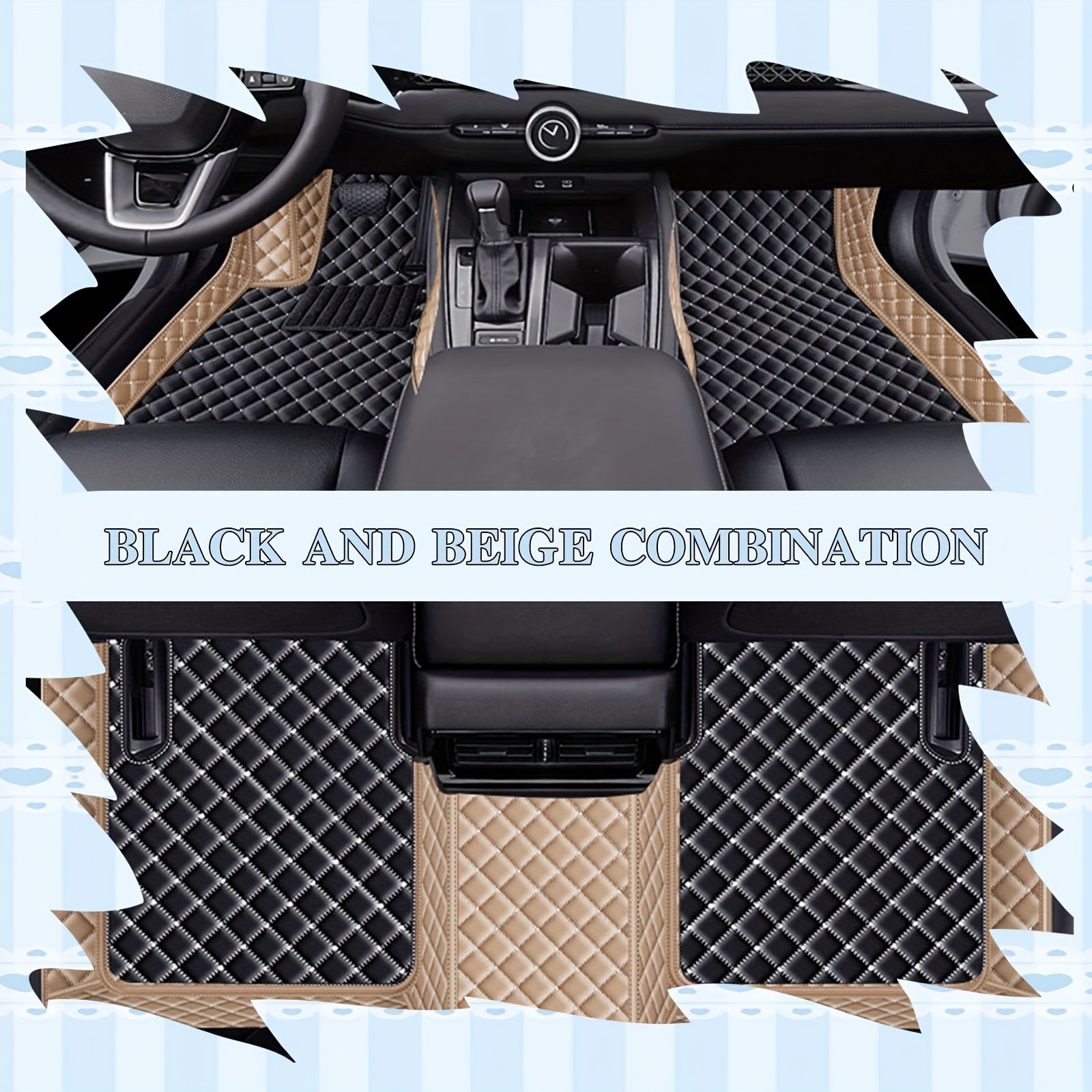 Luxury Faux Leather Car Floor Mat Set for Left-Hand Drive Vehicles 3-Piece