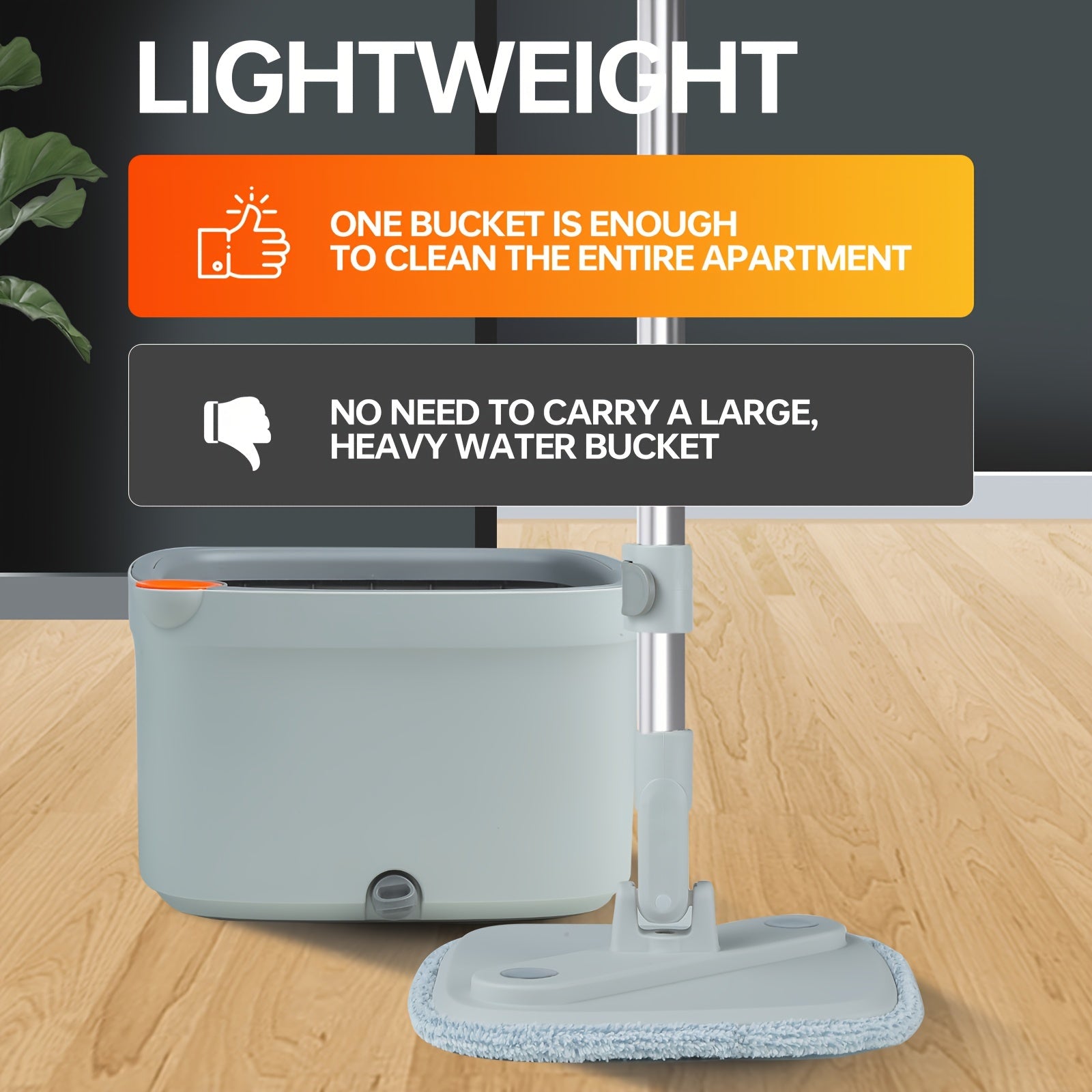 3-in-1 Smart Mop System with Hands-Free Washing and Dual-Use for Kitchen Bathroom Living Room