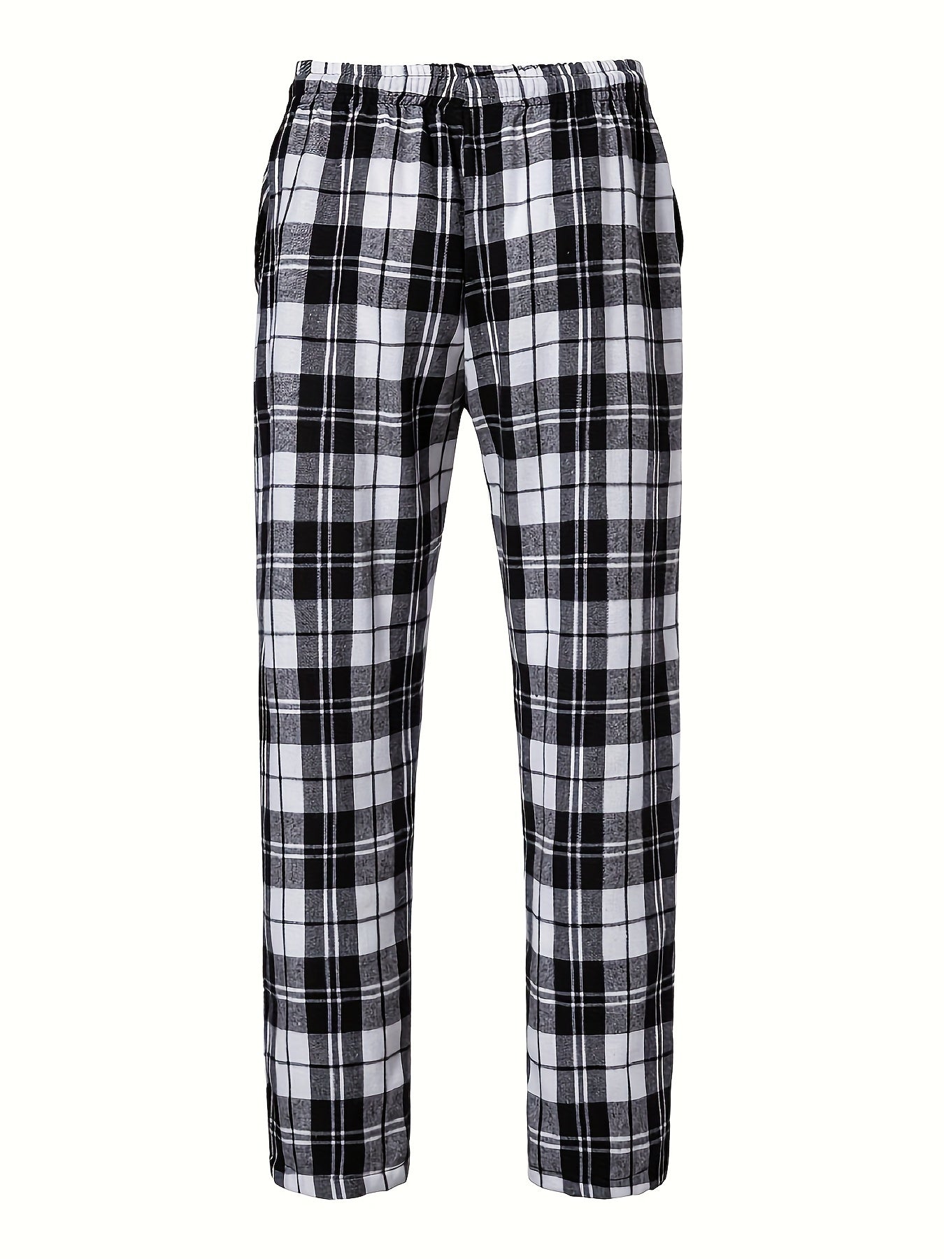 Men's Casual Plaid Woven Polyester Drawstring Lounge Pants
