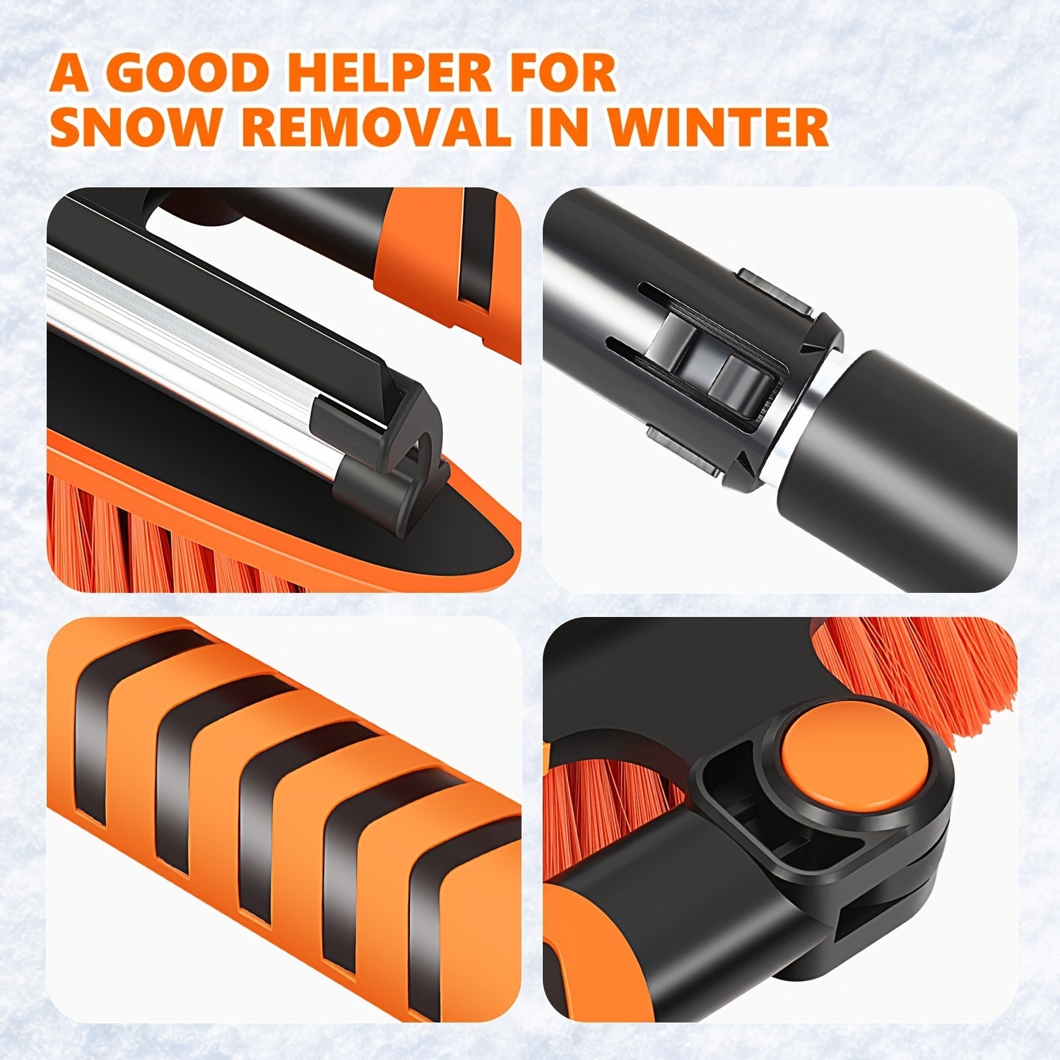 Winter Snow Broom and Ice Scraper Set with Extendable Shovel and Gloves