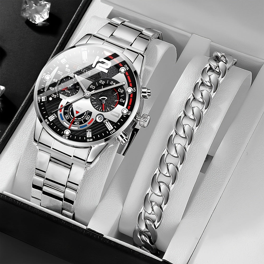 Men's Casual Quartz Watch Alloy Round Dial Battery Powered Non-Rechargeable Button Battery Gift for Dad or Boyfriend