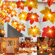 Autumn Maple Leaf String Lights Battery-Operated LED Fall Foliage Decor for Halloween Thanksgiving