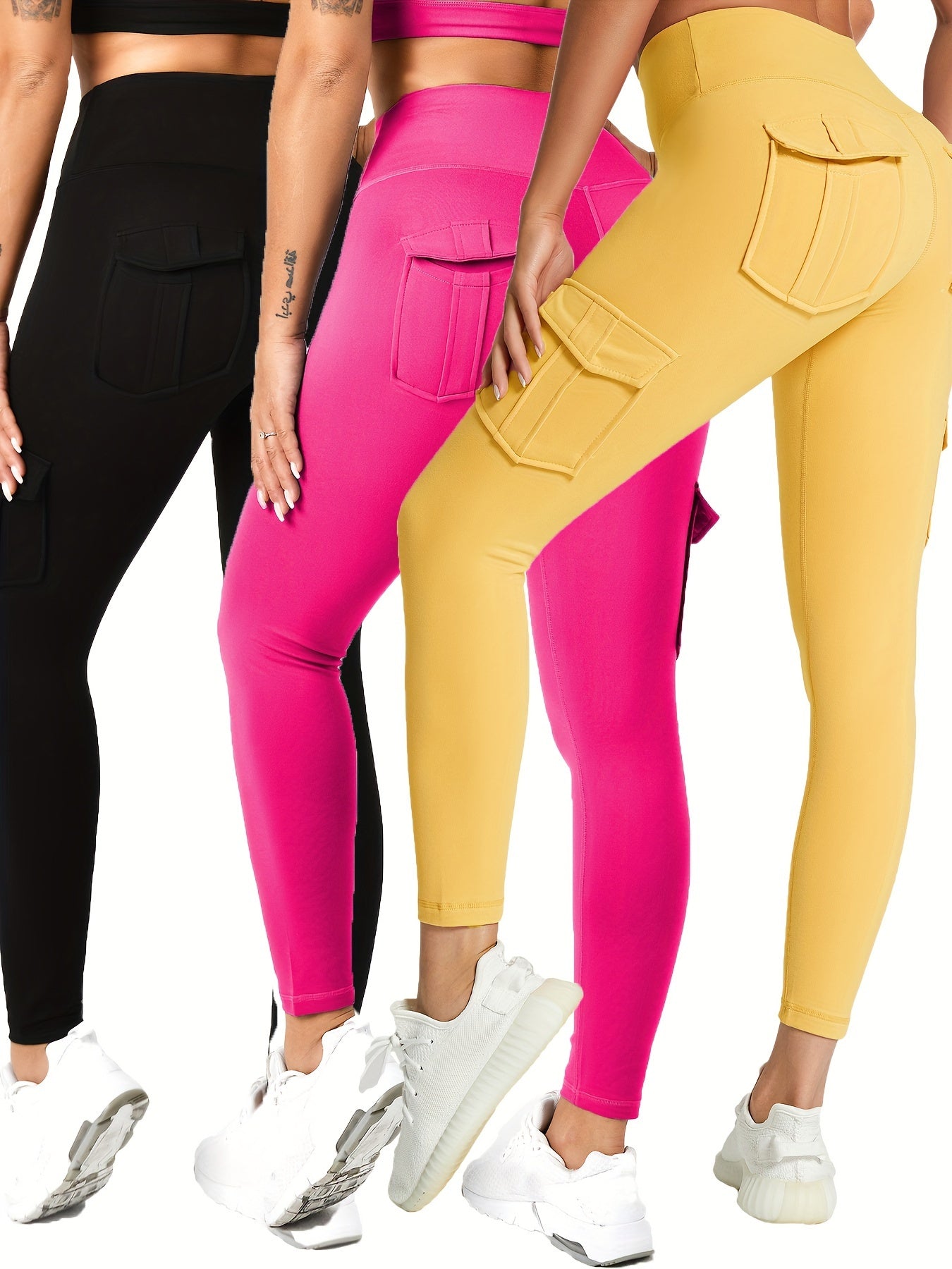Women's Plus Size Sports Pants High Waist Elastic Four Pockets