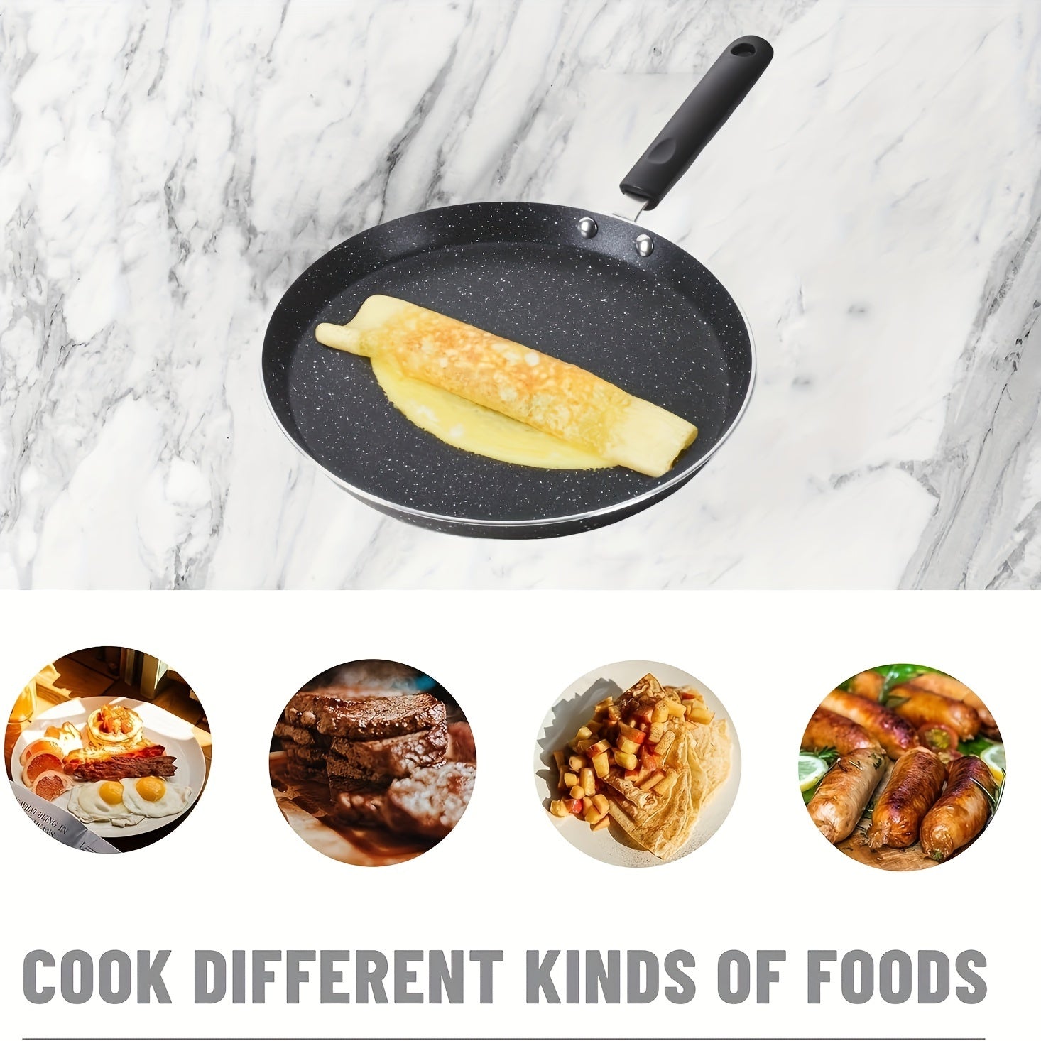 Nonstick Crepe and Pancake Pan Set with Granite Coating Aluminum Skillet for Eggs and Tortillas