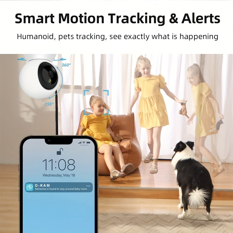 1080P Indoor Security Camera WiFi Pan Tilt Night Vision Motion Alerts Two-Way Audio