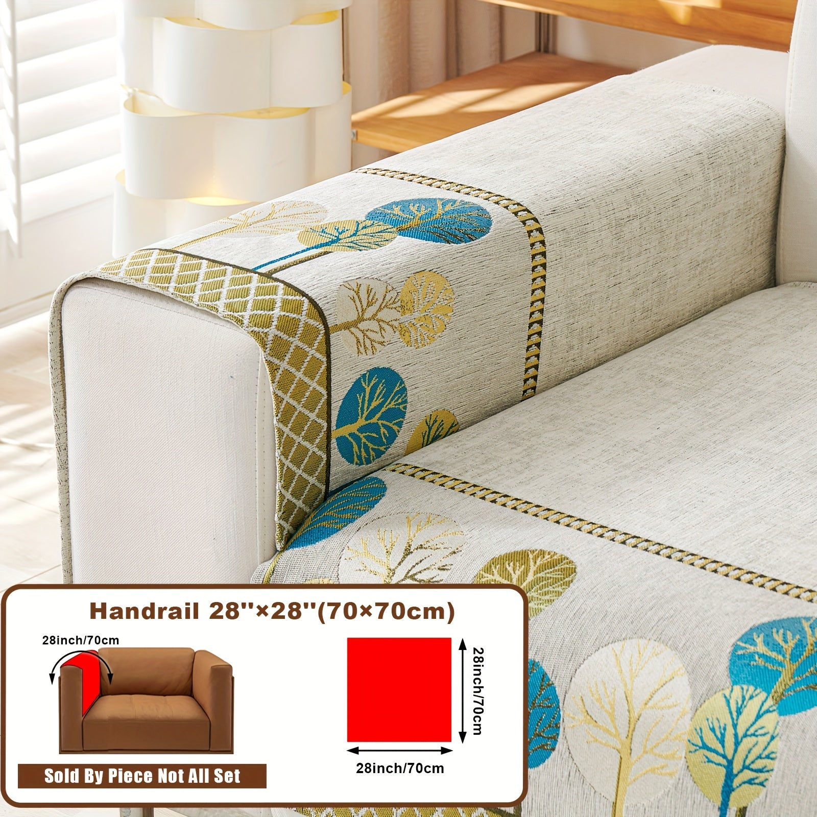 Boho Chic Jacquard Chenille Sofasi Qoplamasi Oygʻon Daraxt Mavzusi Boshqalar uchun Yoqimli Qattiq Yuvilishi Oʻz-oʻzidan yopishmaydigan Bardoshli Qalinlashtirilgan 4 oʻrindiqli kresloni mos keladi