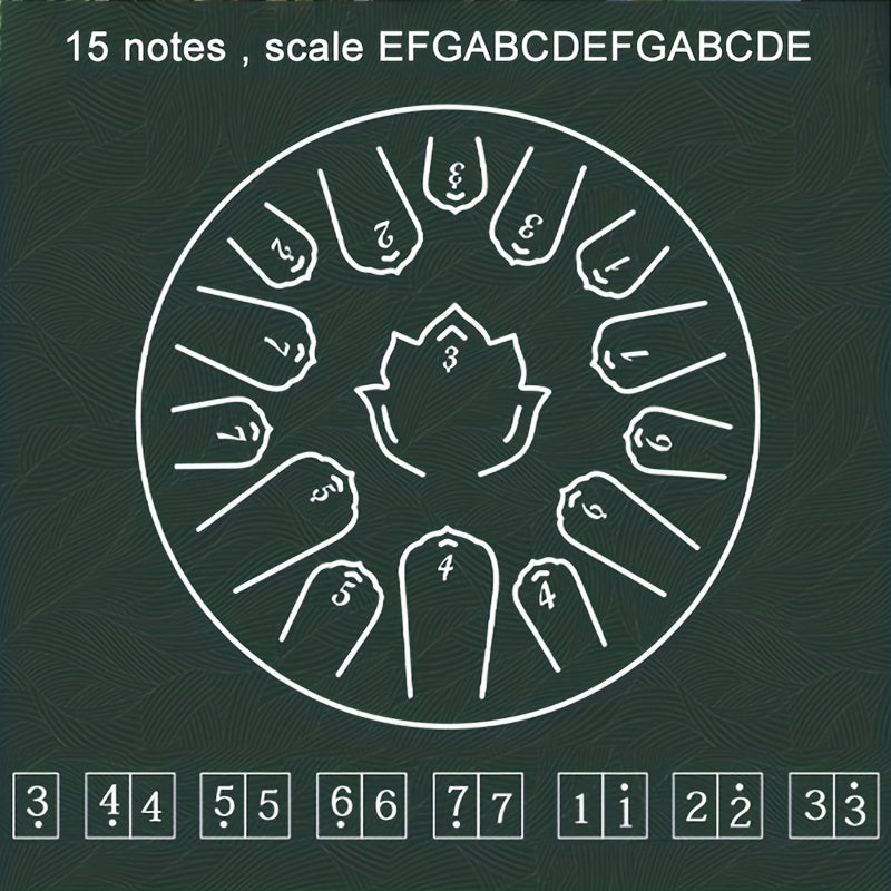 Steel Tongue Drum 15 Notes Handcrafted Meditation Yoga Relaxation 33cm Key of C