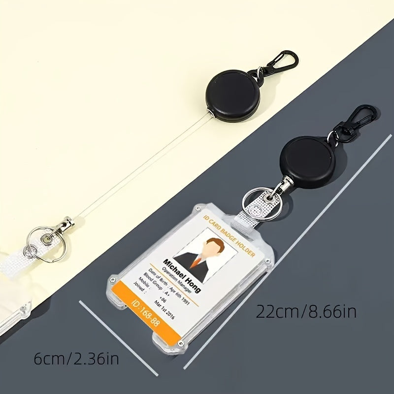 Durable Retractable ID Badge Holder with Carabiner Clip and Keychain