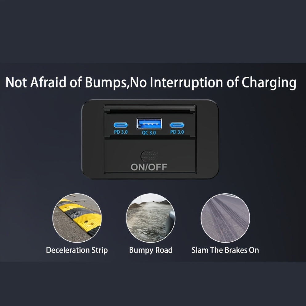 Ko‘p qurilmalik USB avtomobil zaryadlovchi tez zaryadlash uchun rozetka, avtomobillar, RVlar, qayiq uchun