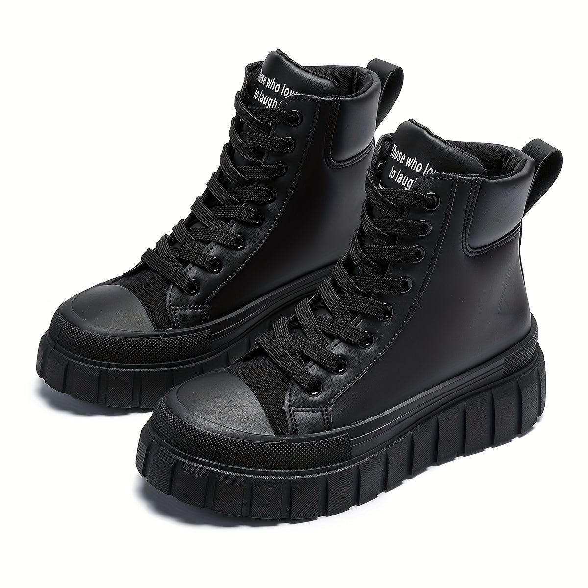 Women's Casual Black Thick Sole High Top Sneakers