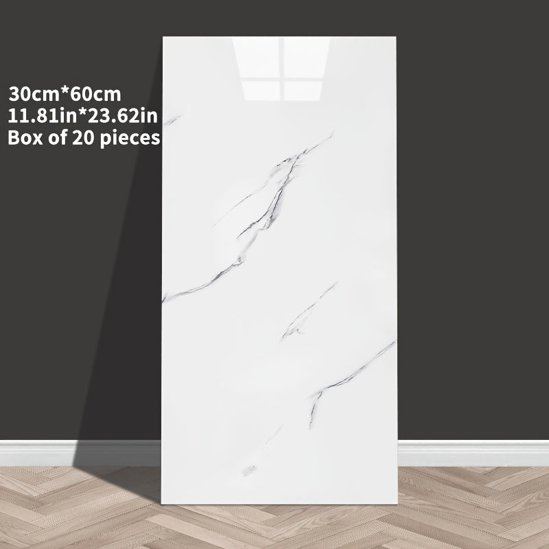 Marble Effect Self-Adhesive Wall Tiles Vinyl Waterproof Easy to Clean for Bathroom Kitchen Living Room Bedroom Pack of 10 20 or 50
