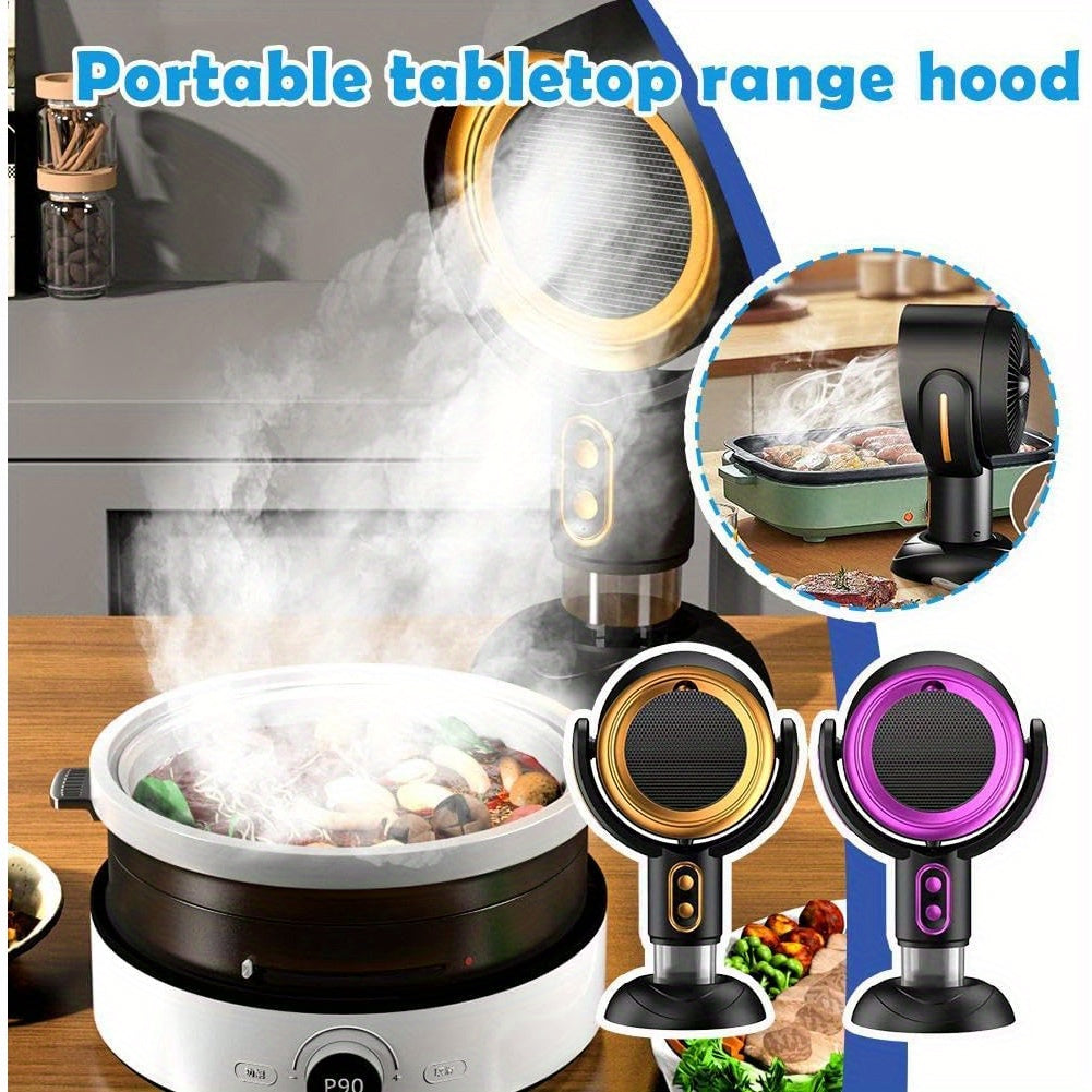 Compact USB rechargeable desktop range hood for hot pot BBQ grilling with lithium battery