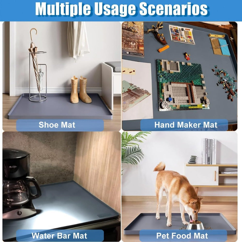 Silicone washer drip tray, 68.58x68.58 sm, yopishqoq bo'lmagan, suv o'tkazmaydigan pan, quritgich va kir yuvish mashinasiga mos, shovqinni kamaytiruvchi pol himoyachisi, oson tozalanadi, teshiksiz dizayn.