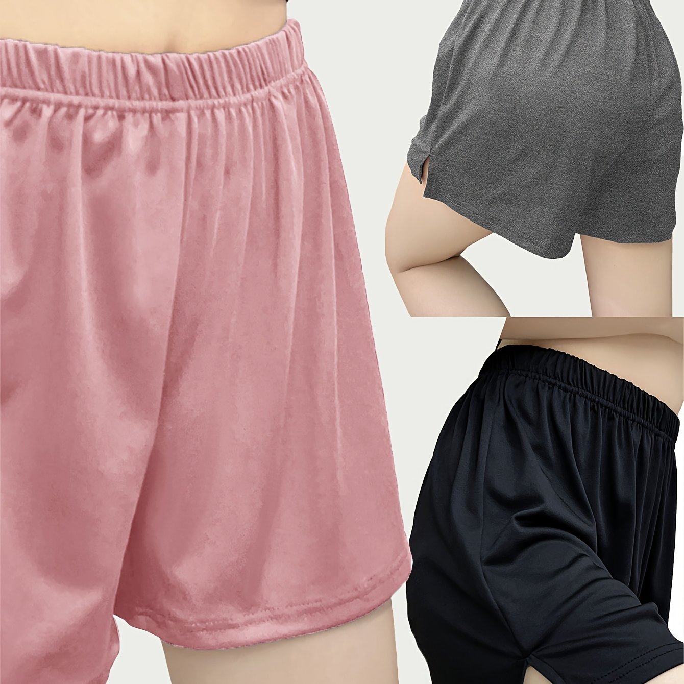 Women's Plus Size Pajama Bottoms Set Elastic Waist Casual Lounge Shorts 3 Pack