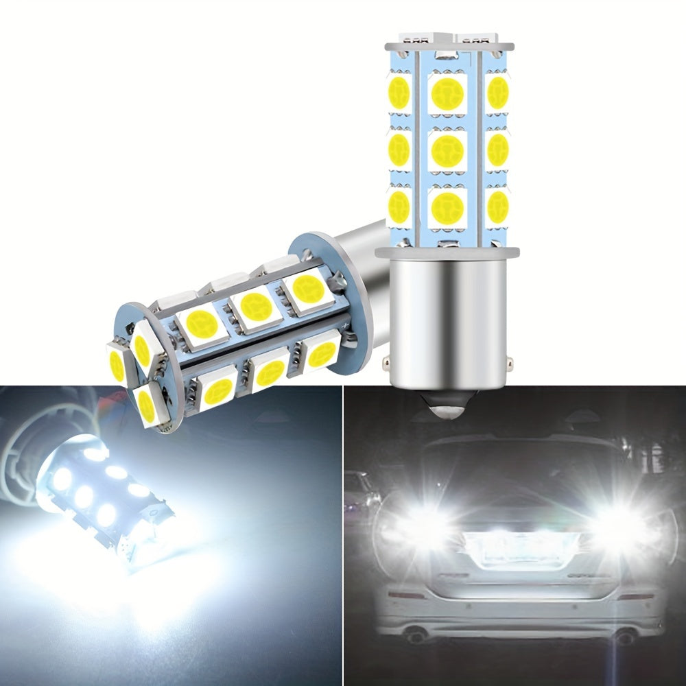 2Pcs White LED Car Headlight Bulbs 1156 BA15S 18SMD 5050 Replacement