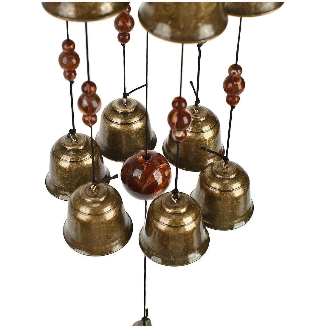 Bronze Bird Nest Wind Chime with 12 Bells Garden Decoration Gift