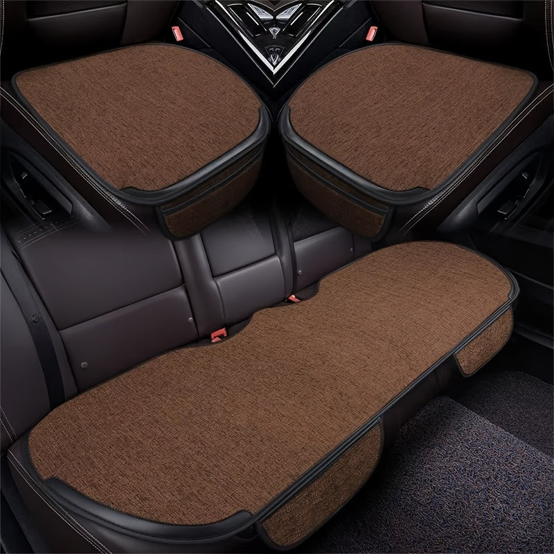 Universal Colorful Linen Car Seat Cushion Set Breathable Non-Slip