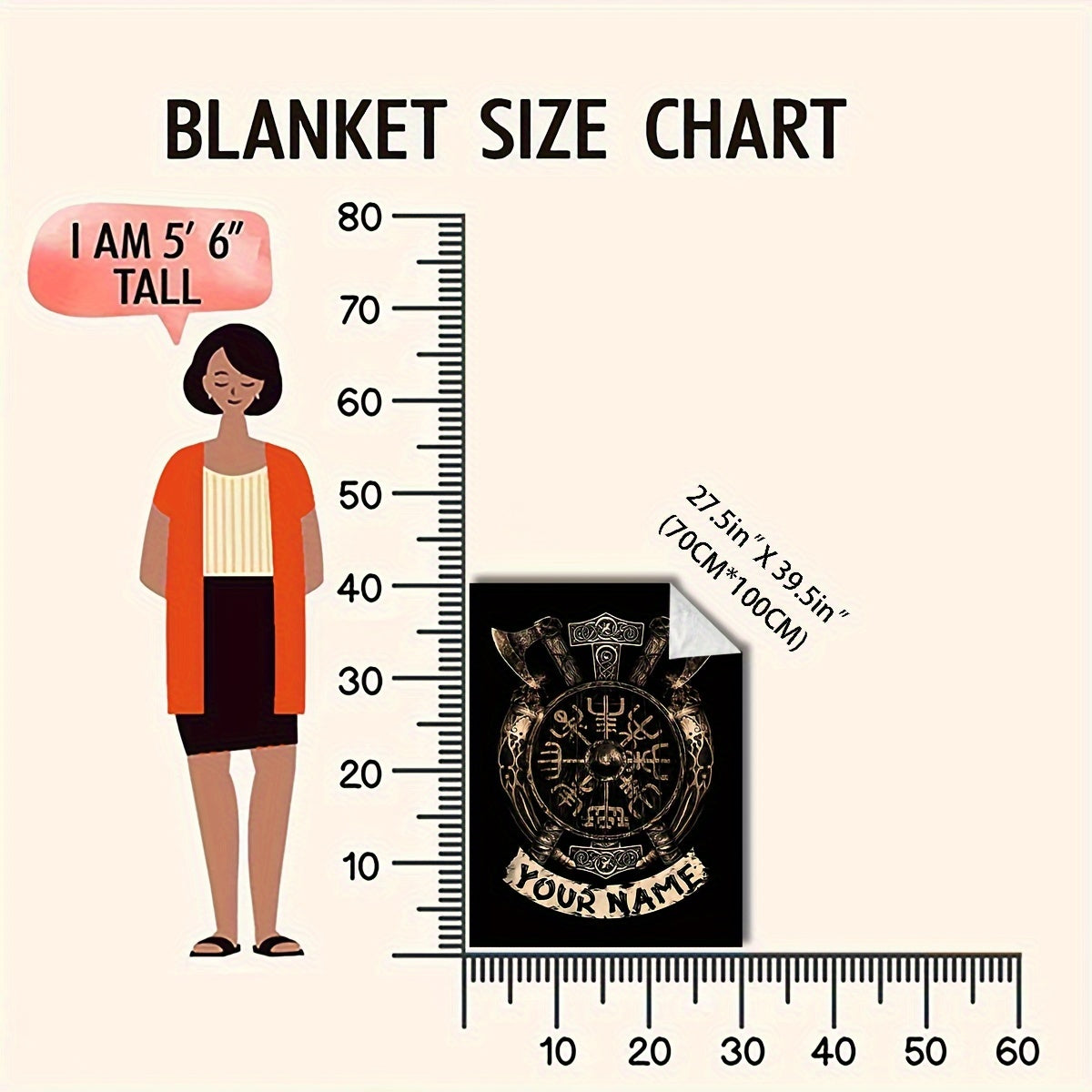 Personalized Viking Totem Print Flannel Blanket Polyester Geometric Shaped All Seasons Gift