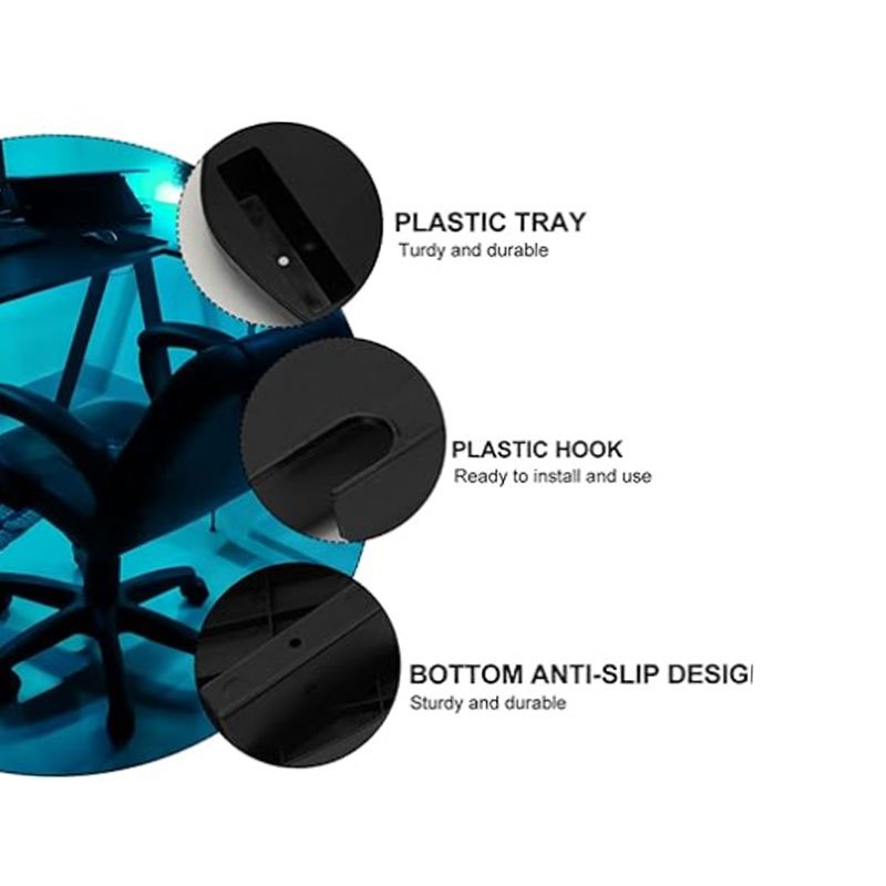 Black Recliner Cup Table with 2 Oval Cup Holders and Snack Tray