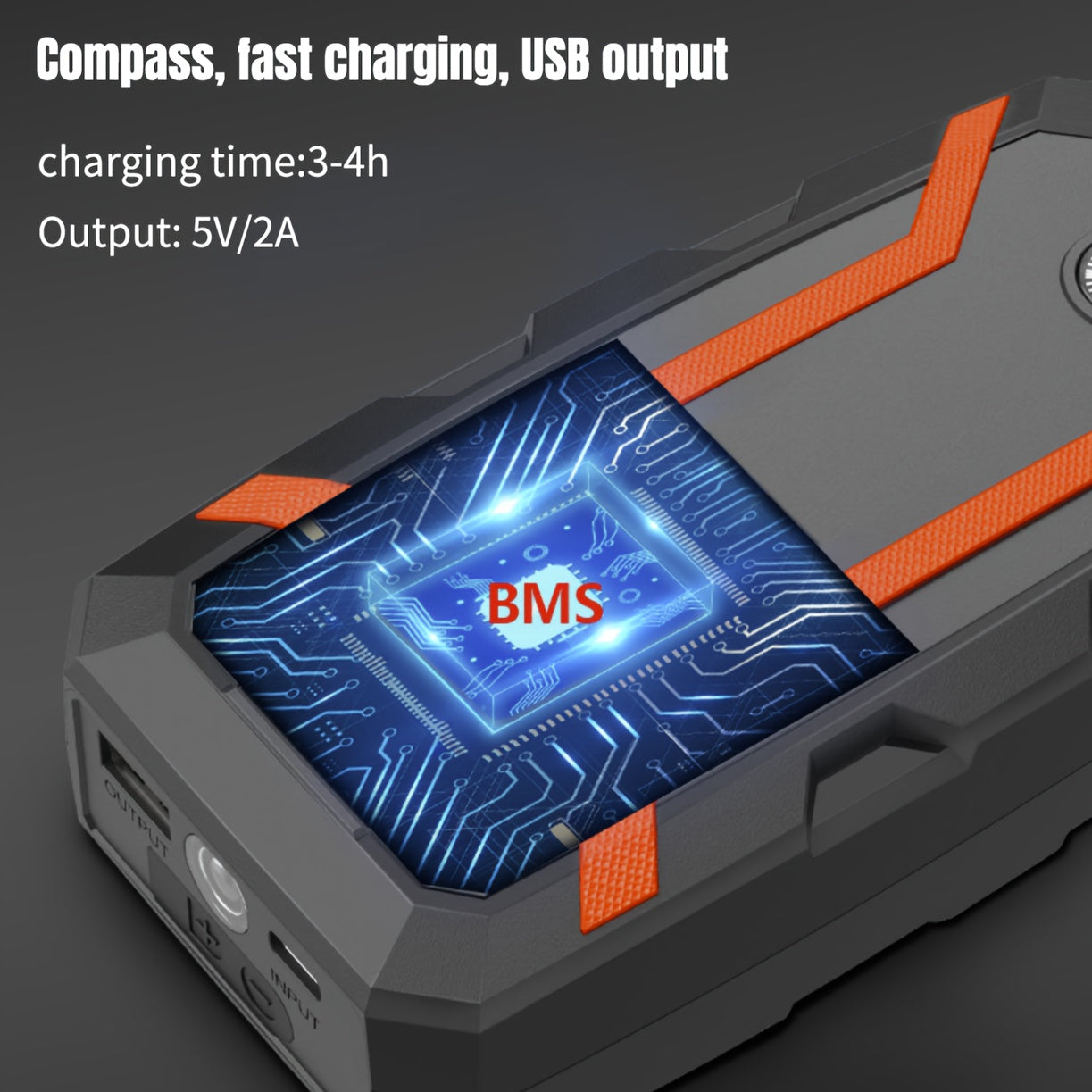 Portativ favqulodda avto boshlash batareyasi, USB zaryadlash va tashish qutisi bilan