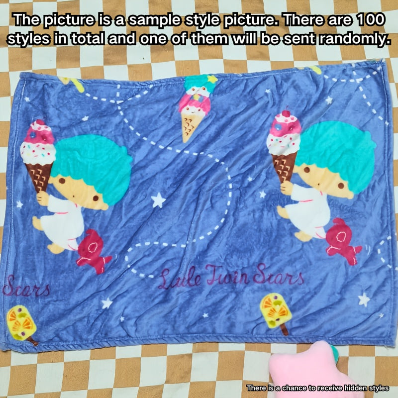 Solid Color Striped Flannel Blanket for Office Use Warm Thick Small Blanket