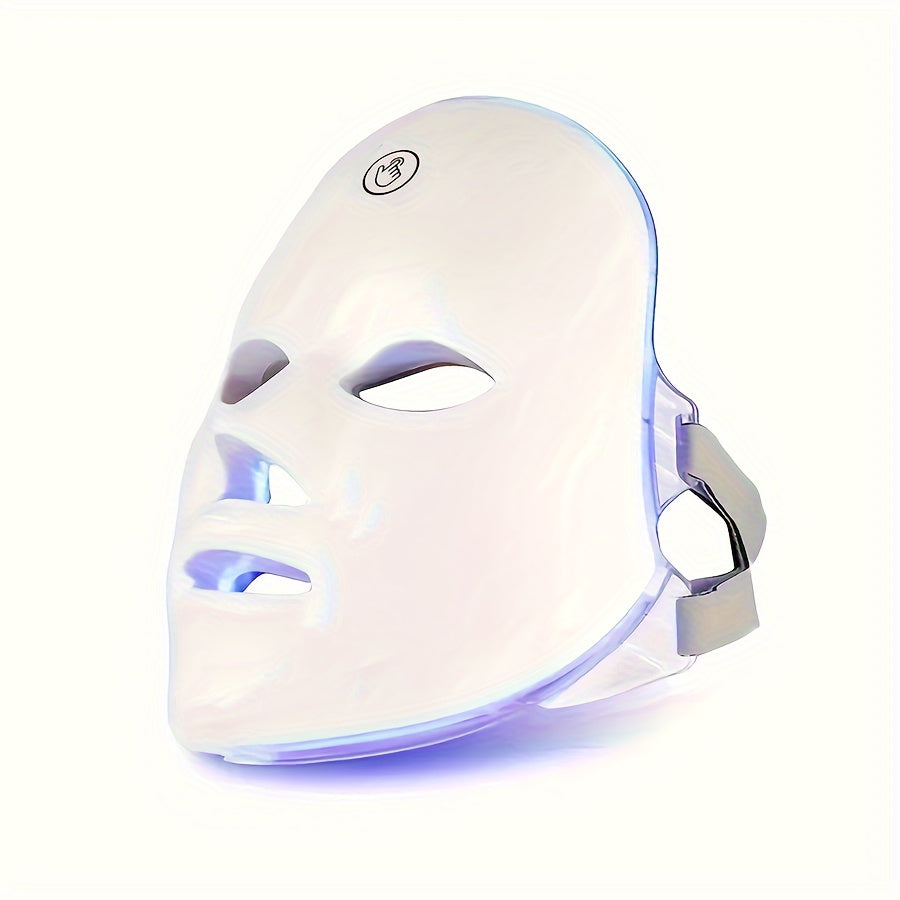 7-Color LED Facial Mask with Eye Protection Rechargeable USB Battery Reusable Home Use