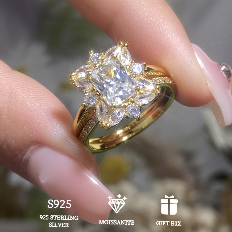 Moissanite Stacking Ring 1-2ct Gold Finish Sterling Silver Engagement Wedding Gift