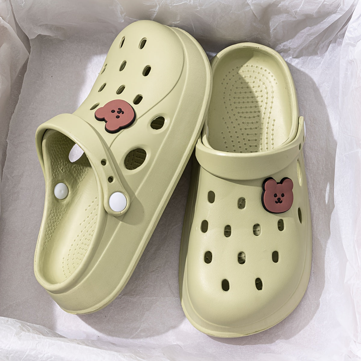 Women's Slip-On Shoes Lightweight Cushioned Platform Sandals Black Pink Bear