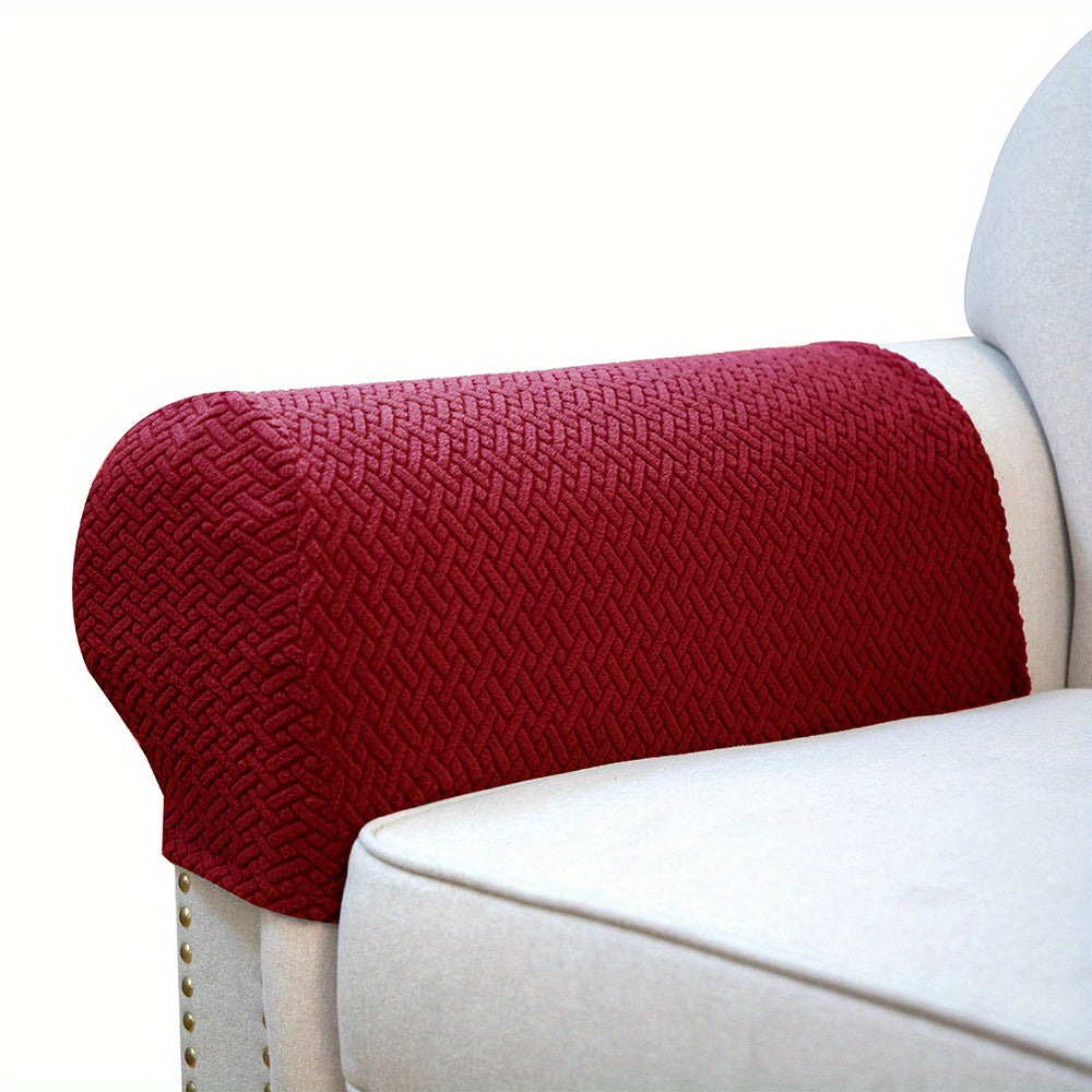 2-Piece Stretch Knitted Armrest Covers for Furniture Protection Sofa Chair Recliner Couch