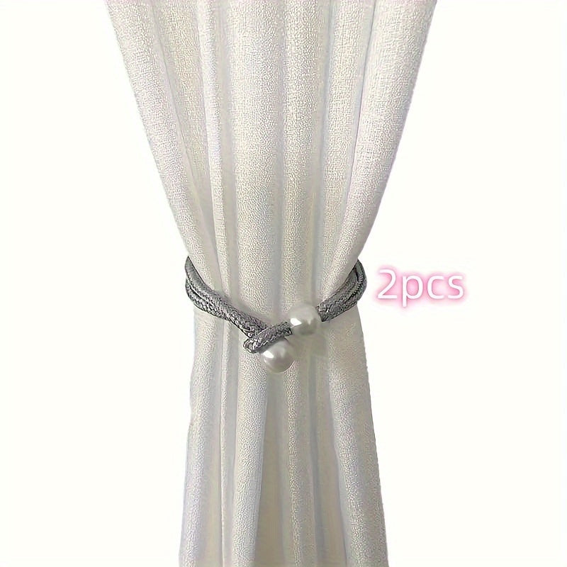 Decorative Curtain Binding Rope with Pearl Accents, 1 or 2 Pieces, Elegant Window Accessory