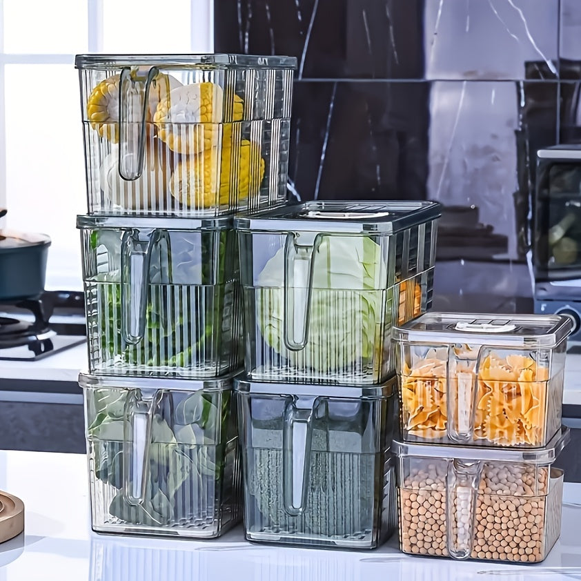 Reusable Plastic Food Storage Container with Leakproof Lid and Timer for Fruits and Vegetables