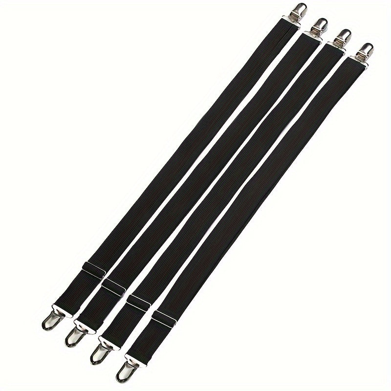Black Multi-Functional Bed Sheet Holder with Dual Clips, Adjustable Grip