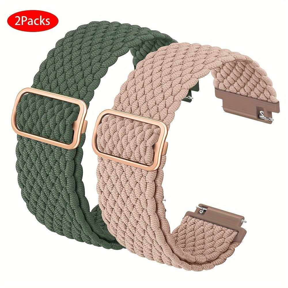 Correas de reloj de nylon trenzado compatibles con 20mm y 22mm para Galaxy Watch 4 y 5 Pro Pulseras elásticas y ajustables