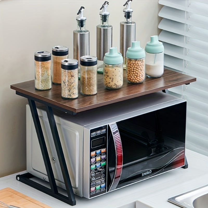 Wooden Microwave Stand with Storage Shelves for Kitchen Organization