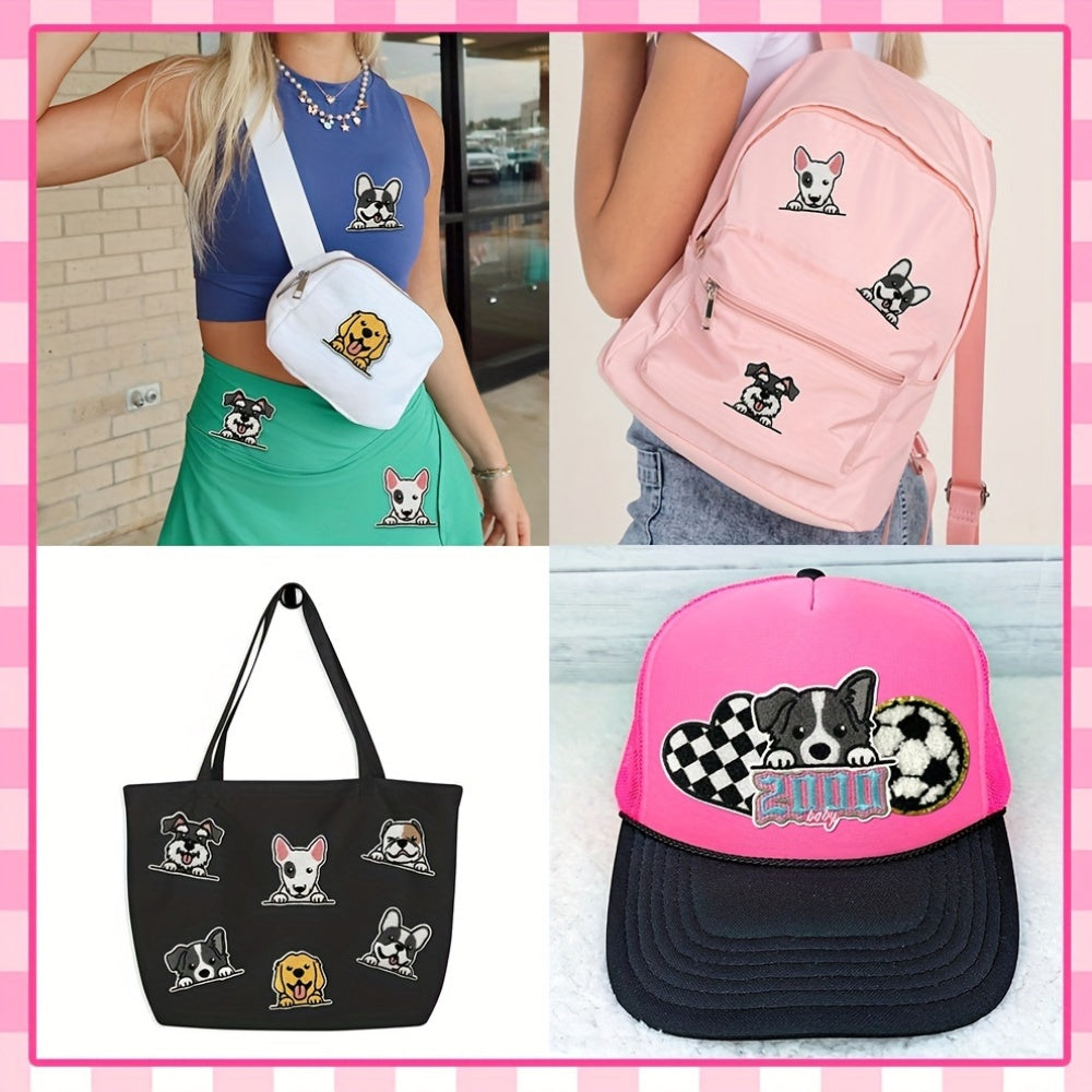 Set of 9 Embroidered Dog Patches Cartoon Animal Appliques for Clothes Denim Jackets Backpacks Craft Projects