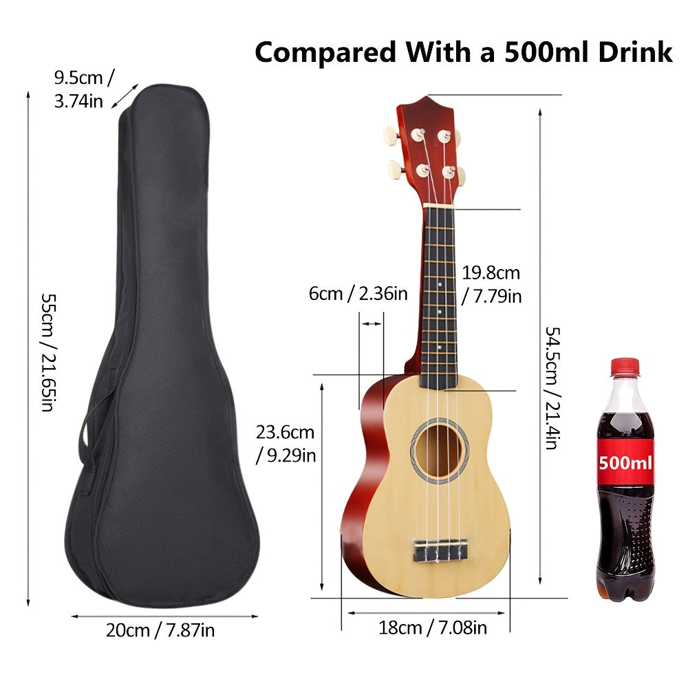 Hawaiian Ukulele Starter Kit 21 Inch with Soft Nylon Strings and Accessories for Adults