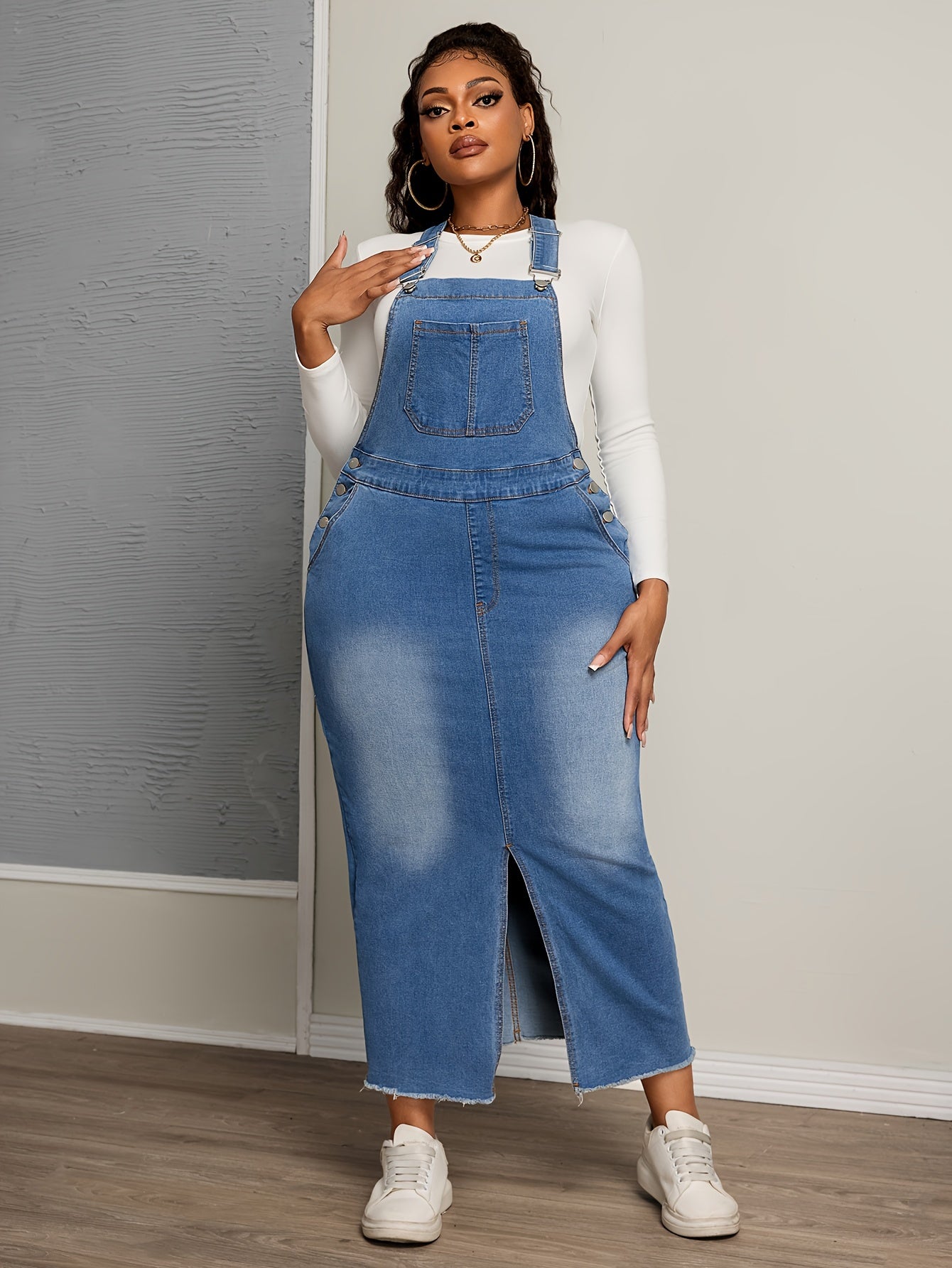 Plus Size Faux Fur Straight Strap Skirt Black Size 14 Women's Fashion