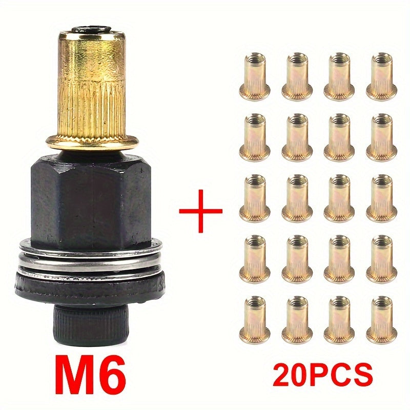 Manual Rivet Nut Puller Tool Set with Wrench and 20 Nuts