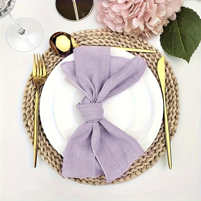 12-to'plam paxta salfetkalar kvadrat tikanli mato qayta ishlatiladigan bir rangli kechki ovqat to'y Rojdestvo