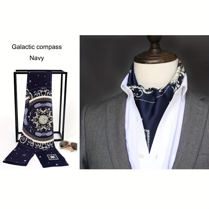 Men's Vintage Twill Scarf with Printed Double Layer for Business and Casual Wear