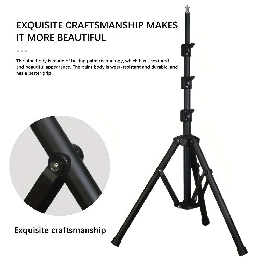 Adjustable 1.6M Iron Projector Stand with Tray Foldable Three-Legged Design