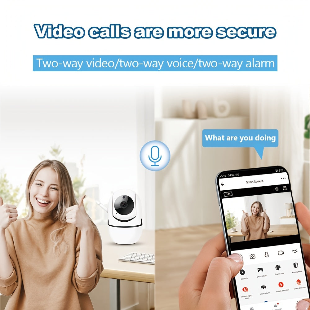 Cámara de seguridad HD 1080P para interior y exterior con PTZ, visión nocturna, detección de movimiento, audio bidireccional, Wi-Fi, compatible con smartphone